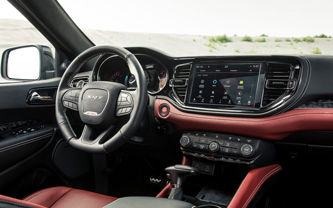 cockpit and dashboard view of a 2023 Dodge Durango