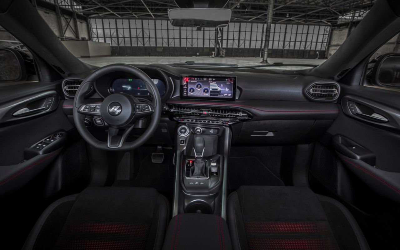 cockpit and dashboard view of a 2023 Dodge Hornet