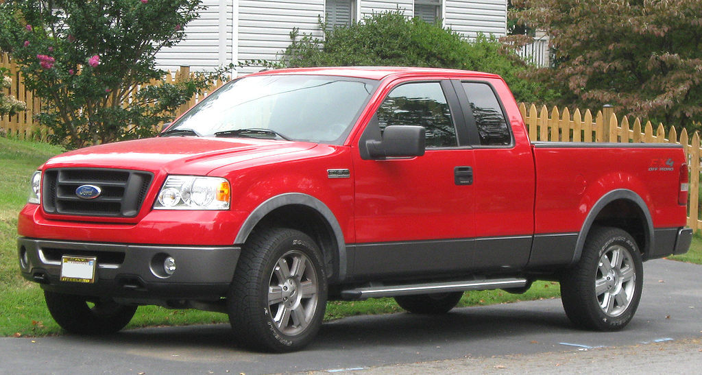 frontal side view of a Ford F150 2010