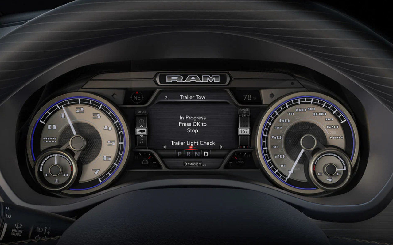 view of the display inside of the 2022 RAM 1500