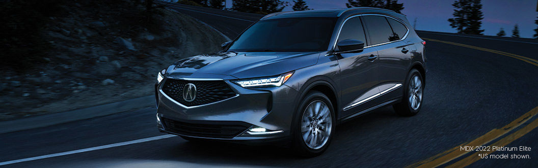 The 2022 Acura MDX Platinum Elite at night