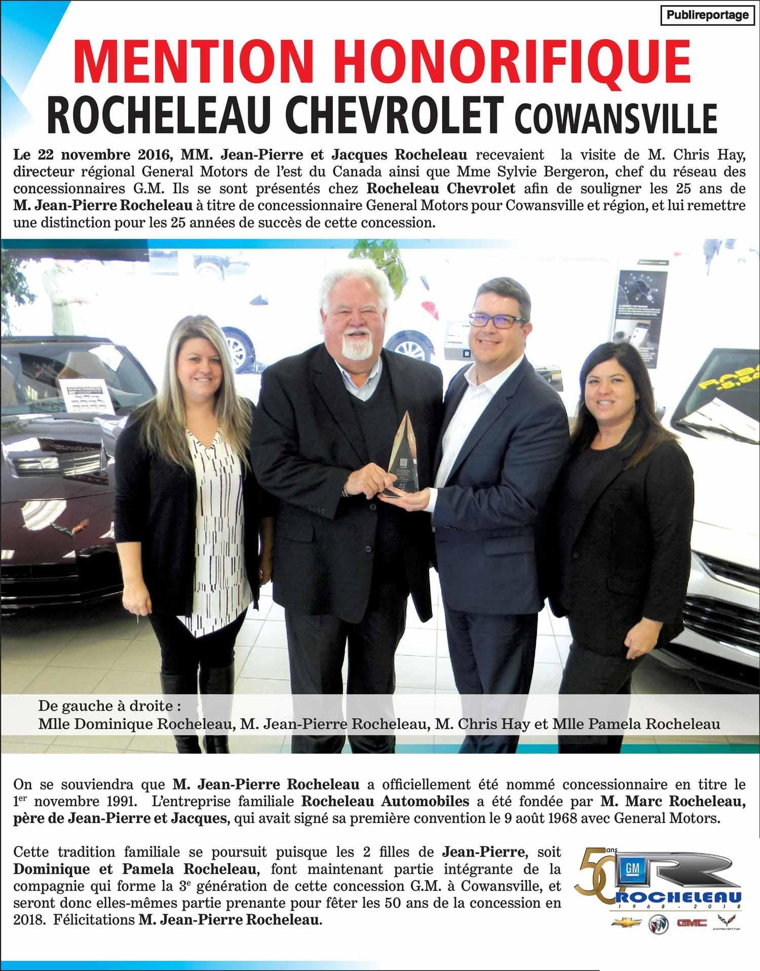 Mention honorifique Rocheleau Chevrolet