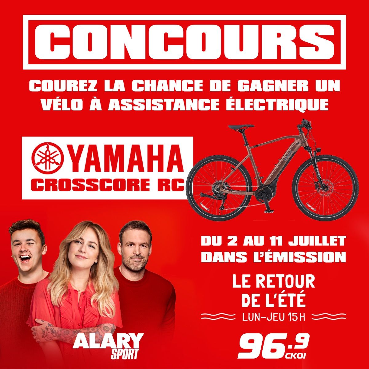 Gagne ton vélo électrique Yamaha grâce à CKOI et Alary Sport