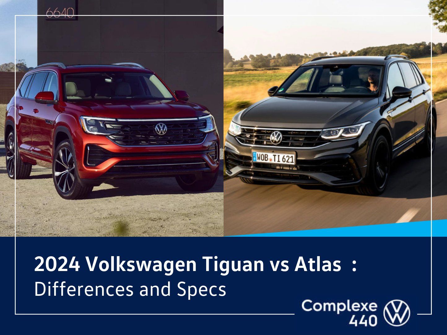 Montage Photo du Volkswagen Tiguan 2024 vs Atlas 2024.