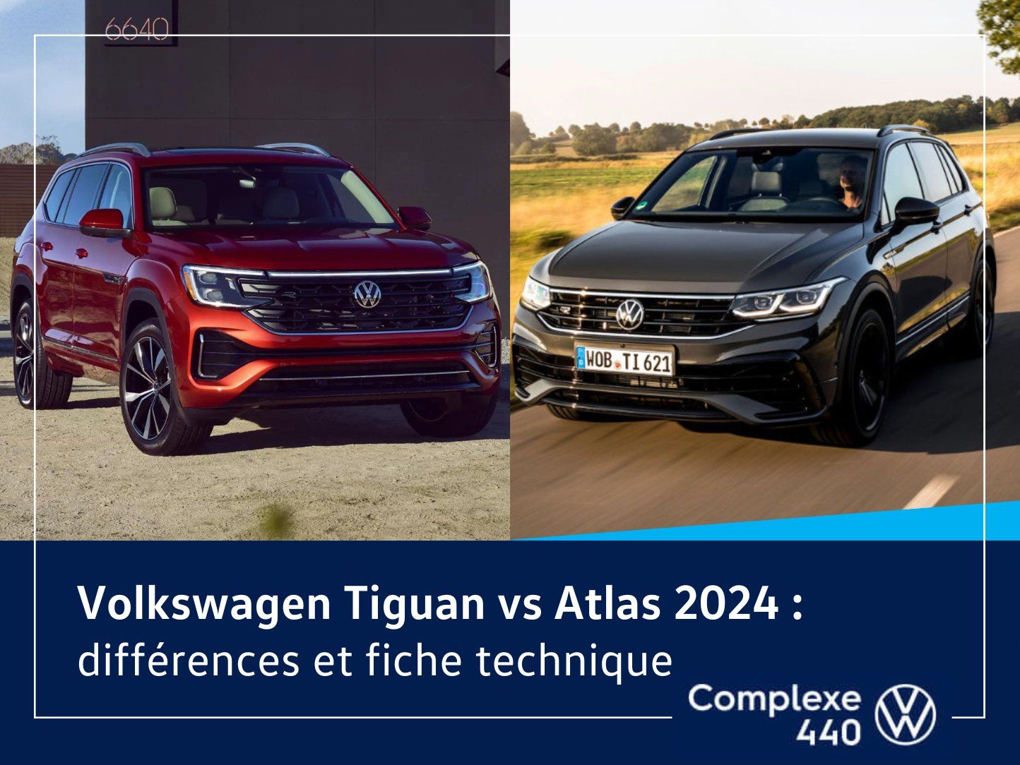 Montage Photo du Volkswagen Tiguan 2024 vs Atlas 2024.