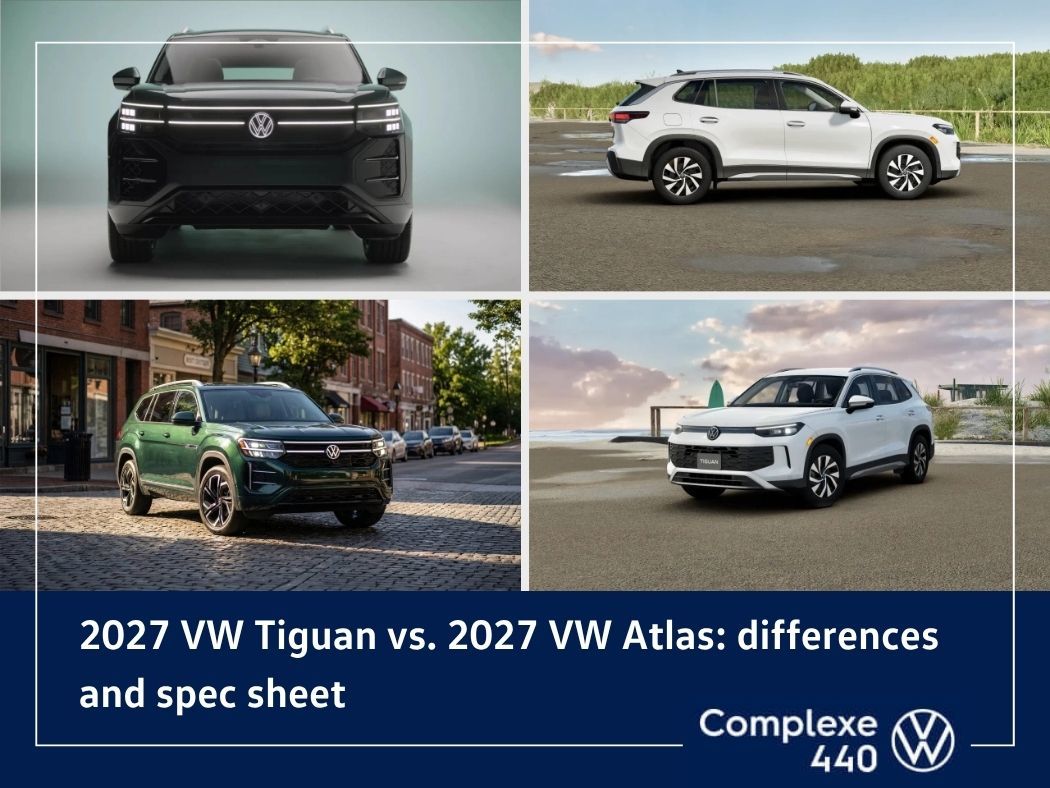 Side-by-side comparison of the Volkswagen Tiguan and Volkswagen Atlas SUVs
