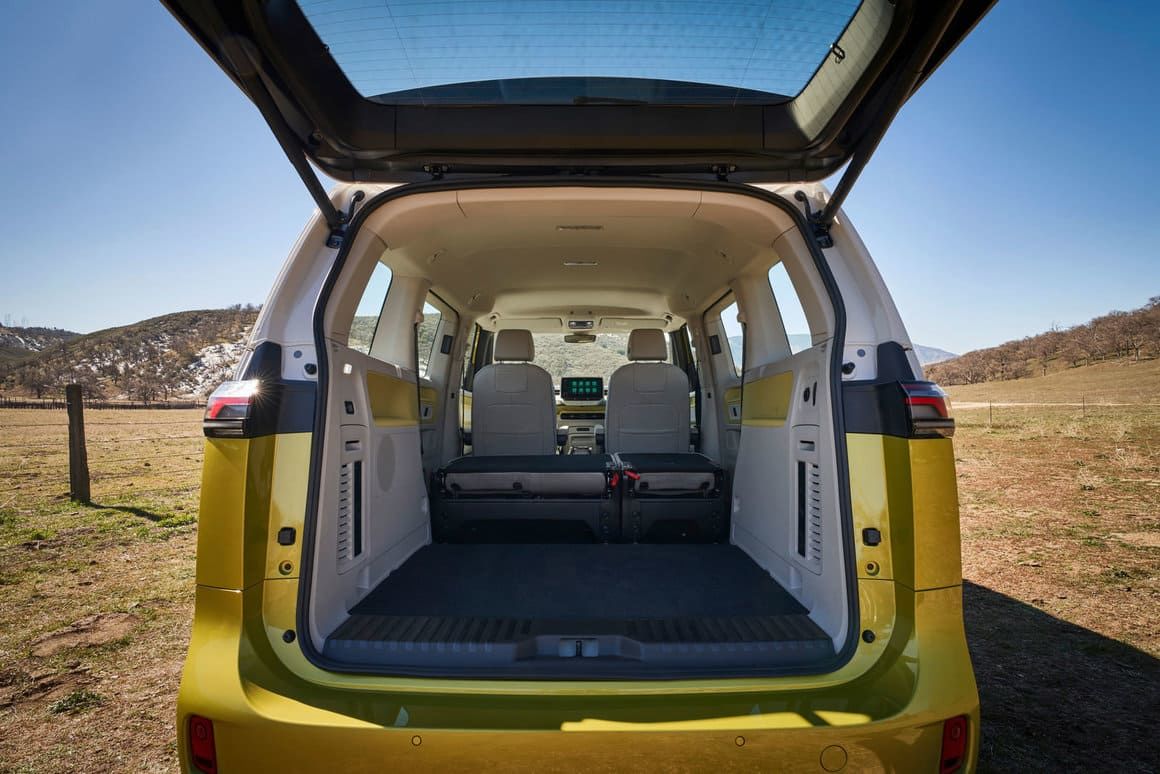 rear view of a VW ID.Buzz and it's cargo capacity