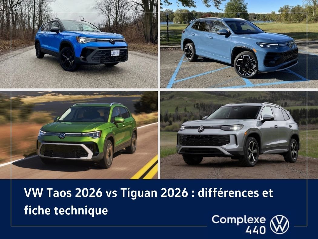 VW Taos 2026 vs Tiguan 2026 : différences et fiche technique