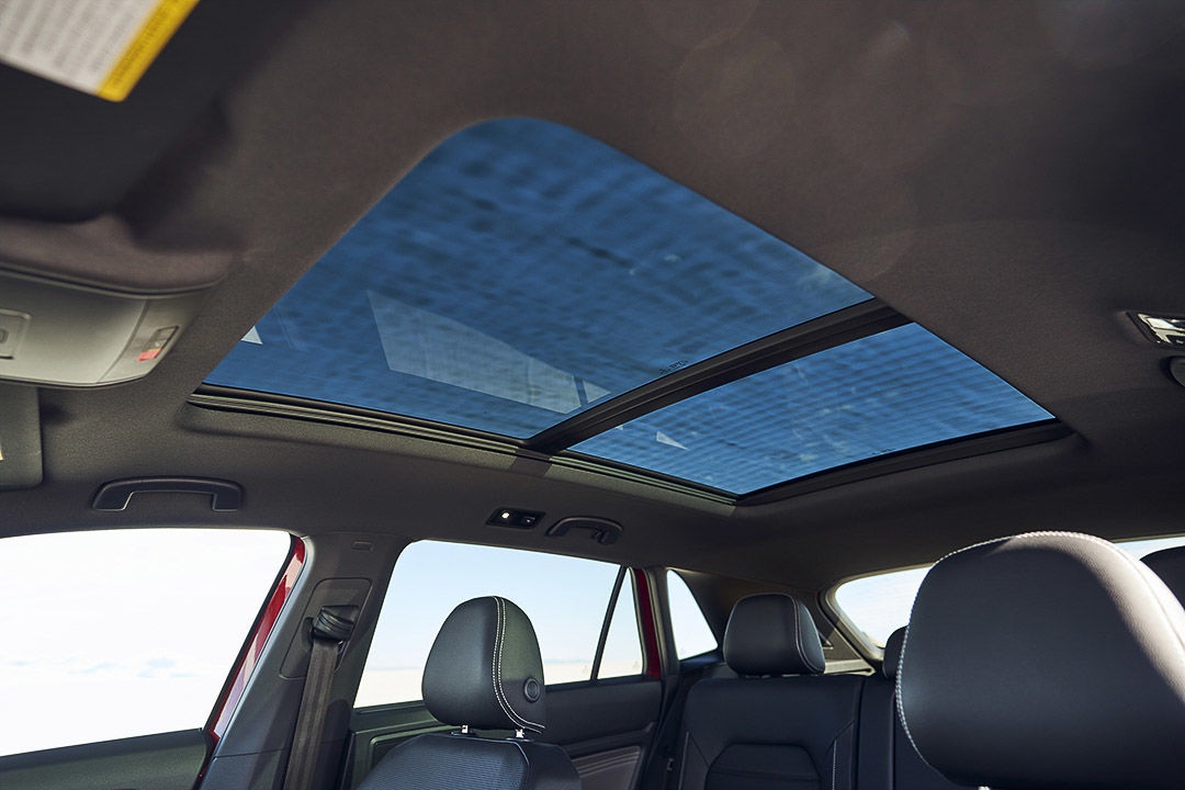 view of the panoramique glass roof inside of the 2021 VW Atlas Cross Sport