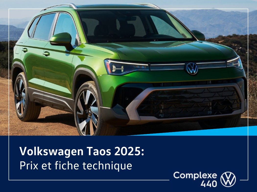 Vue 3/4 avant du Volkswagen Taos 2025.