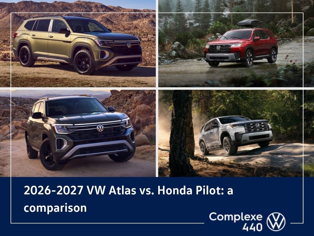 Front view comparison of the Volkswagen Atlas and the Honda Pilot SUVs
