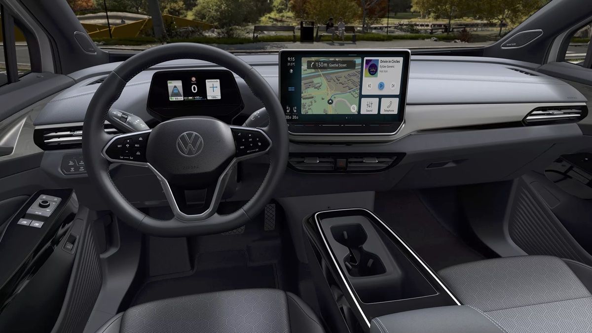 Great view of the dashboard and technology of the Volkswagen ID.4 2024.