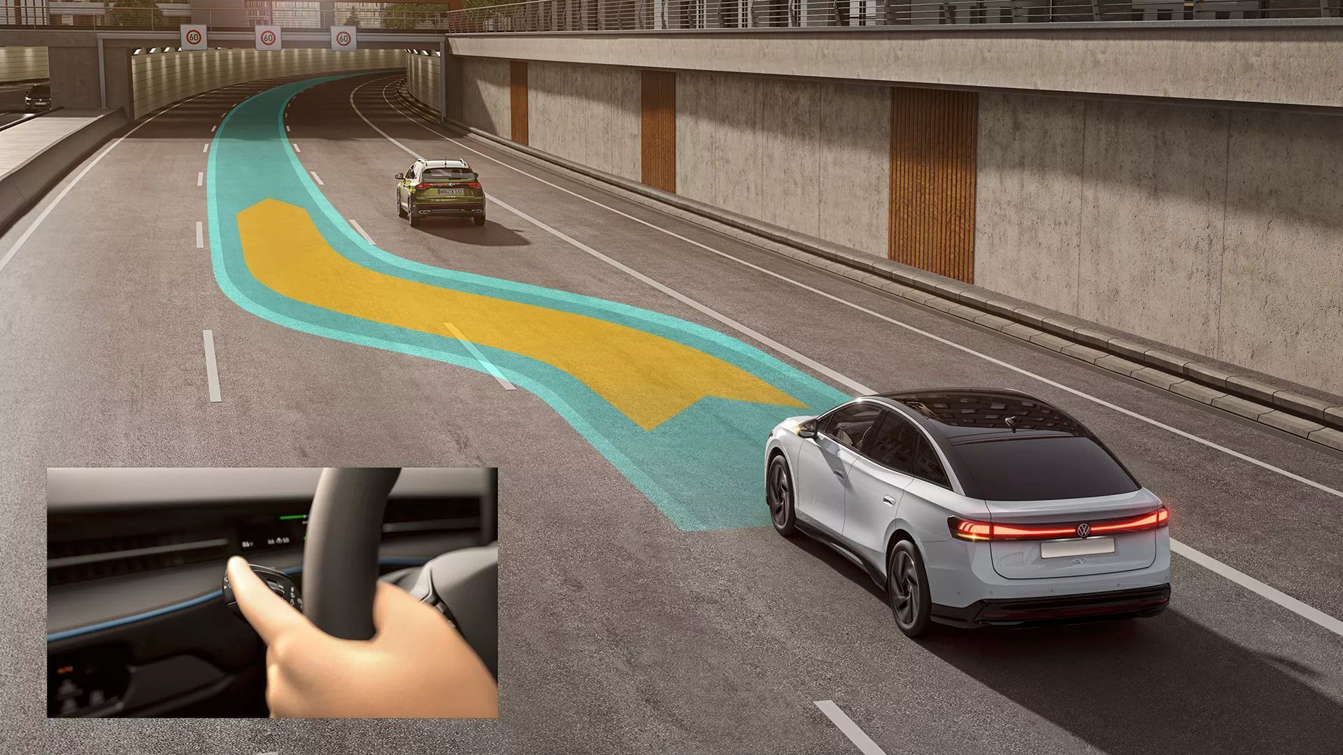 Demonstration of the Volkswagen Golf GTI 2024 driver assistance system.