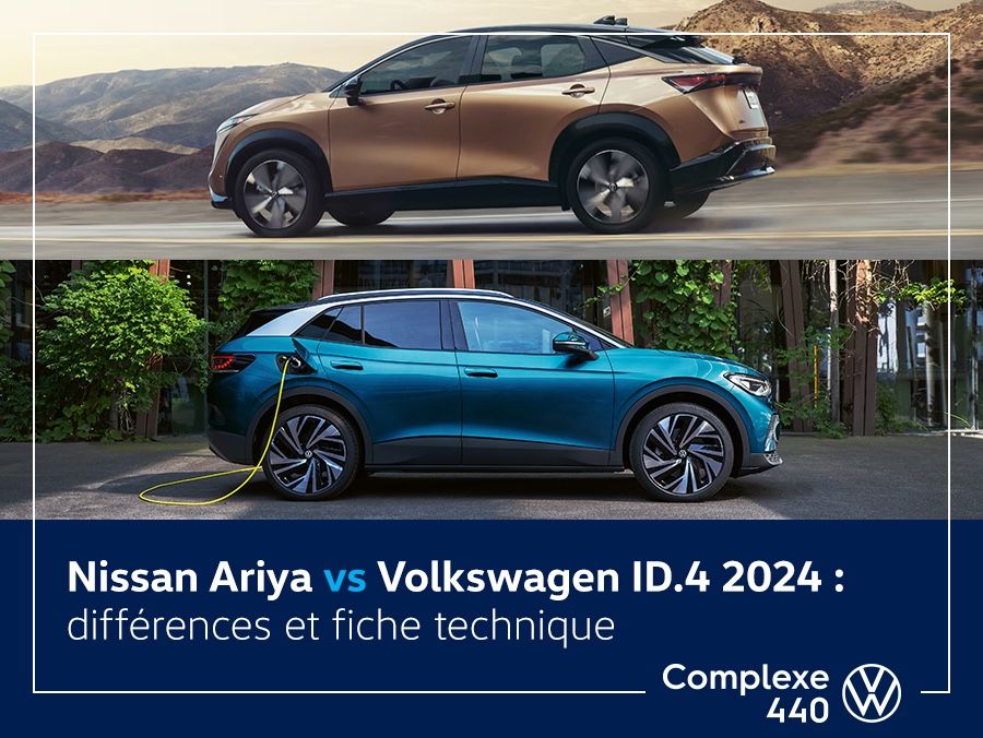 Nissan ARIYA vs Volkswagen ID.4 2024 : différences et fiche technique.