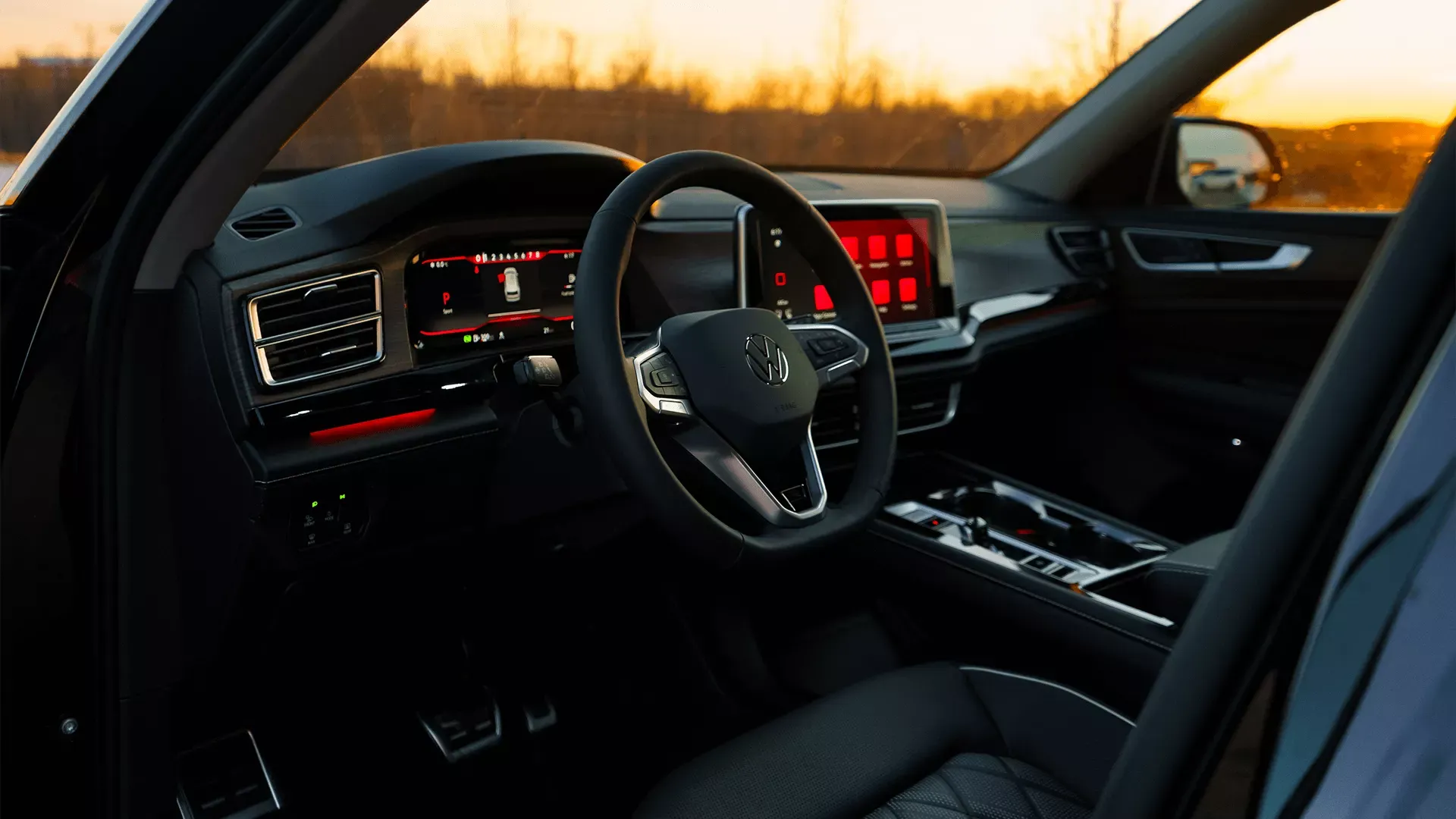 Habitacle du Volkswagen Atlas 2026 avec tableau de bord num&eacute;rique.