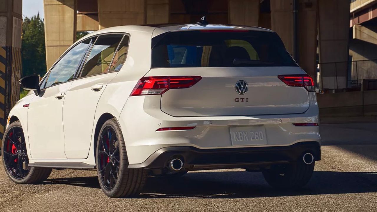 rear side view of a 2024 VW Golf GTI