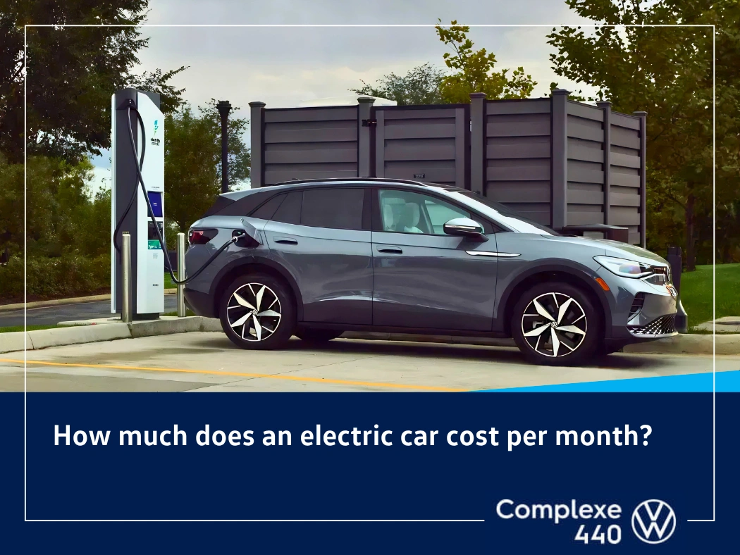 Volkswagen ID.4 plugged into a charging station to illustrate the monthly cost of an electric car.
