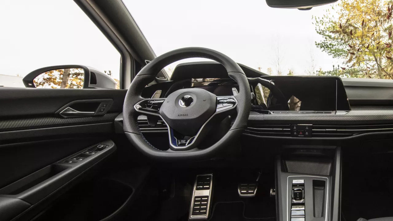cockpit and dashboard view of a 2024 VW Golf R