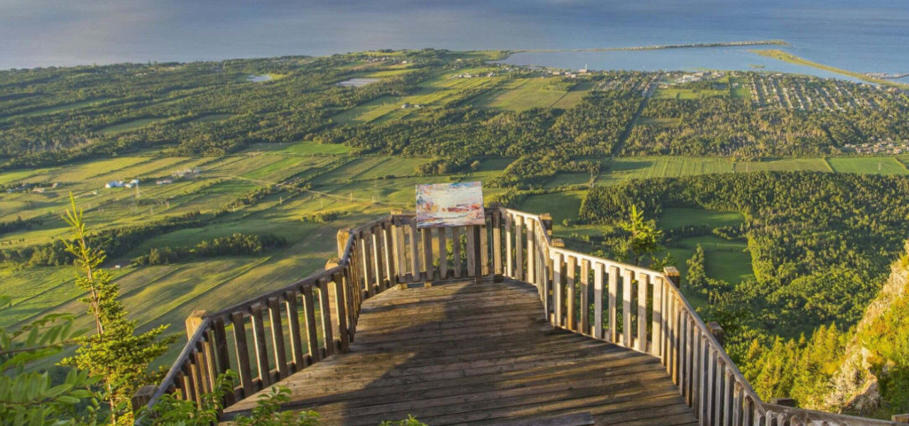 view of the Baie-des-Chaleurs on a lookout point on top of a mountain