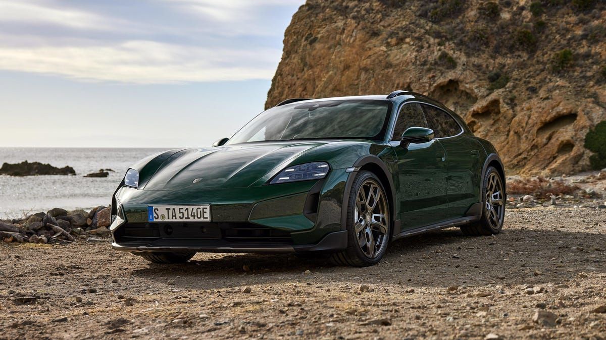 front side view of a 2026 Porsche Taycan Cross Turismo