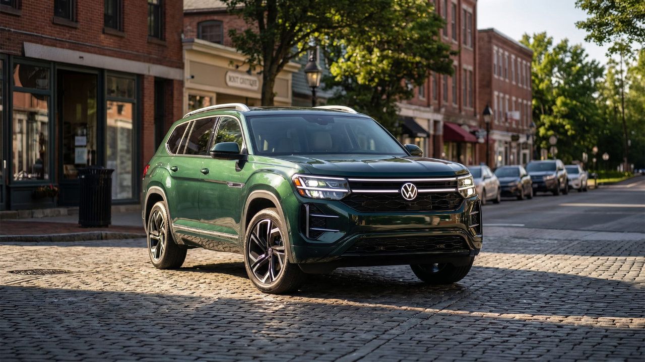 vue lat&eacute;rale avant d'un VW Atlas 2027
