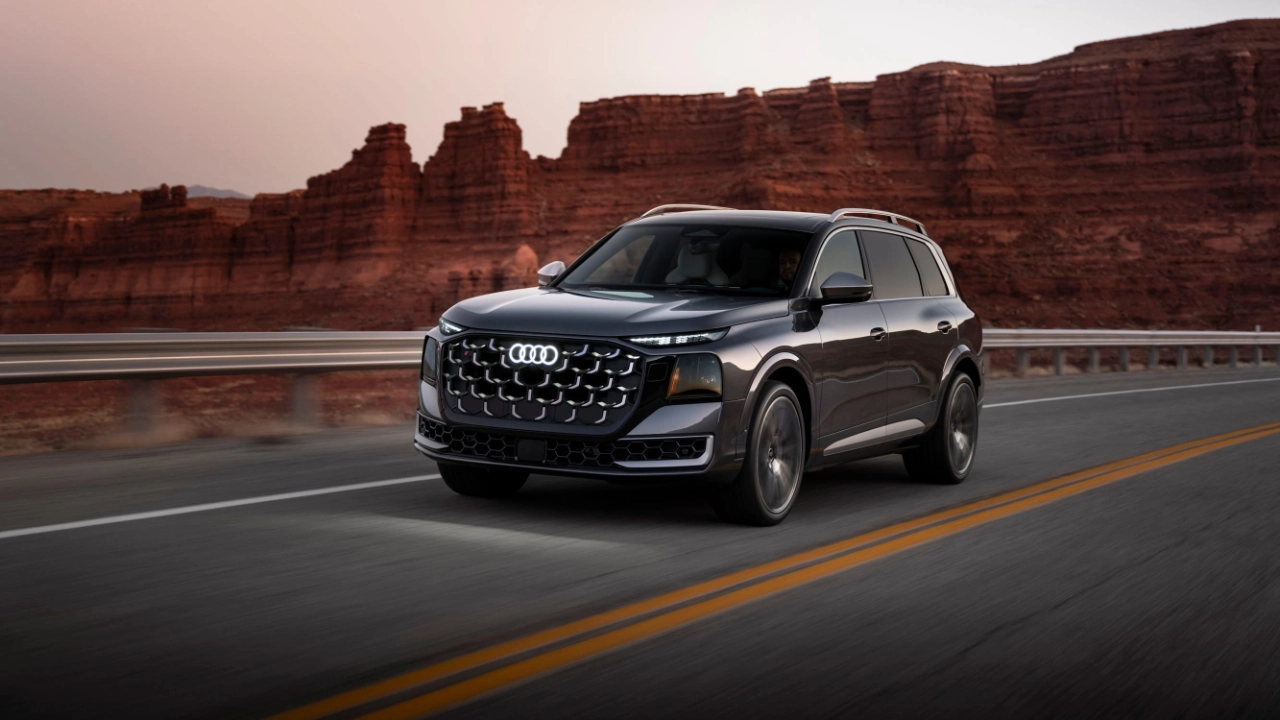 Side profile of the family-oriented Audi Q9 luxury SUV