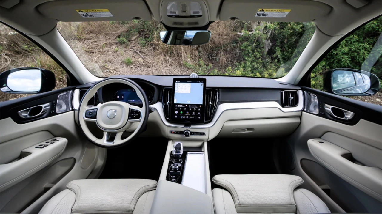 Interior cabin view of the Volvo XC60 highlighting its minimalist design