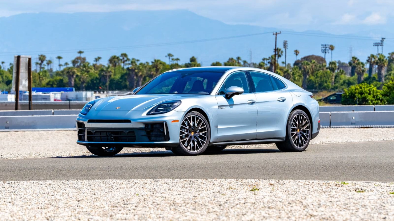 Sleek profile of a Porsche Panamera luxury sedan