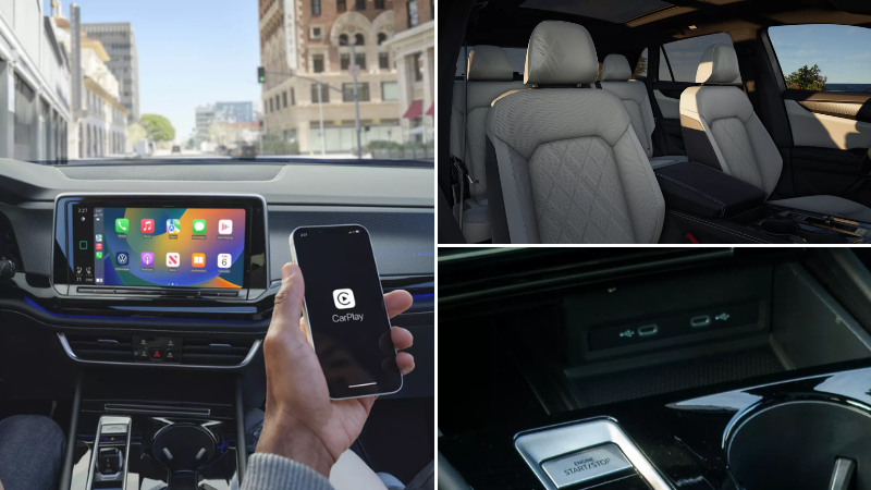 Montage of interior and technology features on the 2026 Volkswagen Atlas Cross Sport