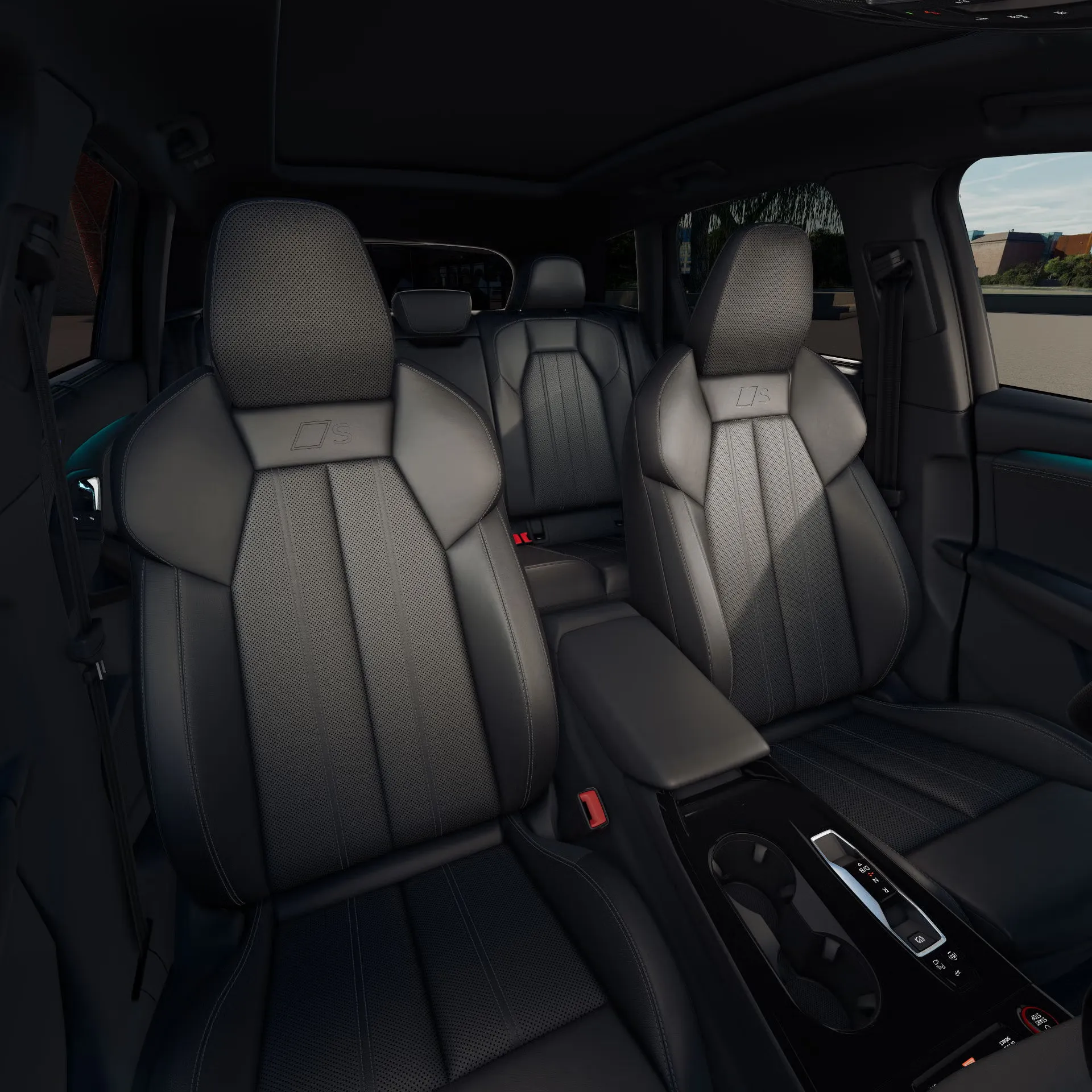 Si&egrave;ges avant et banquette arri&egrave;re de l&rsquo;Audi SQ6 e-tron 2027, illustrant l&rsquo;espace de son habitacle.
