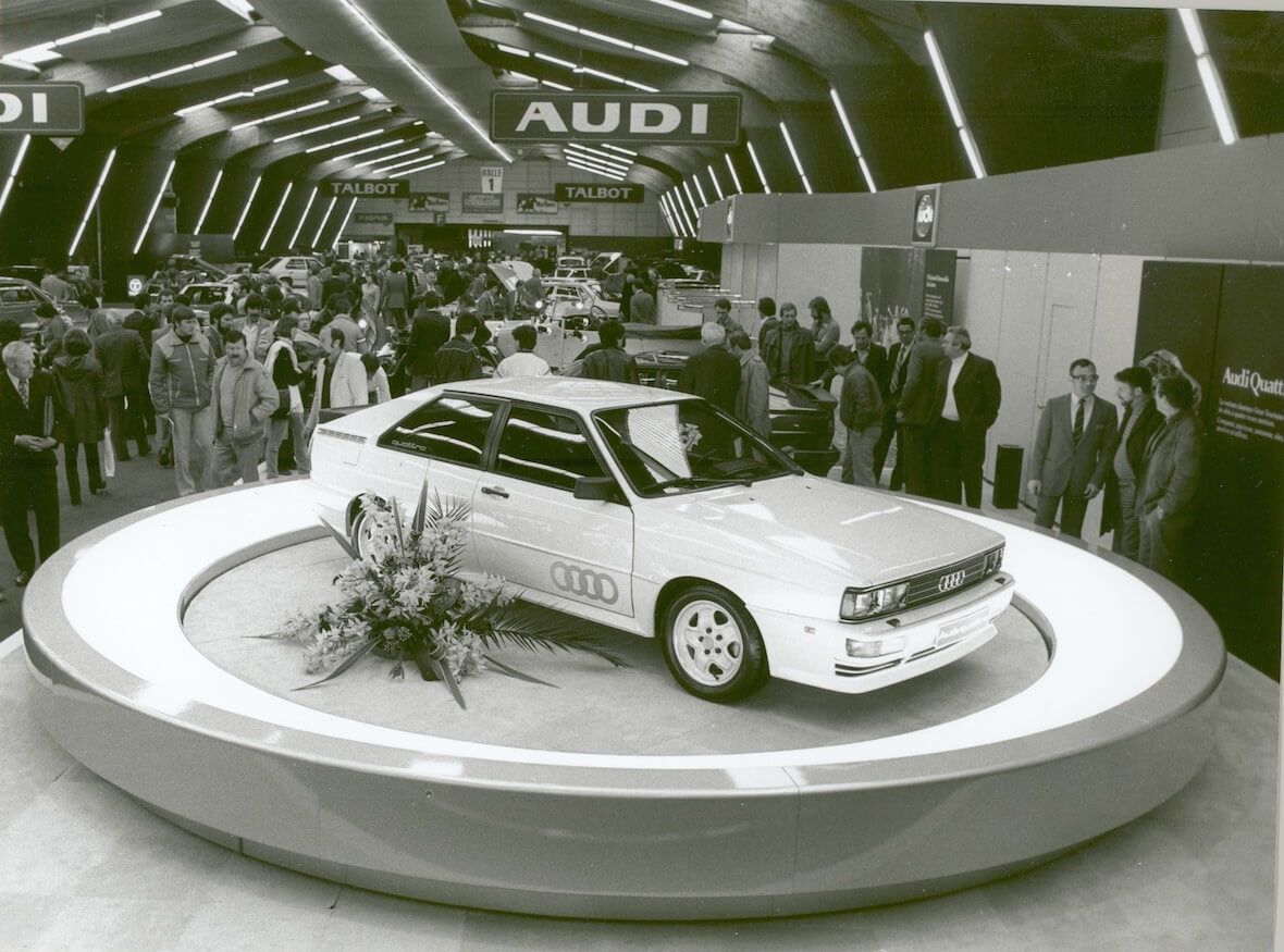 The Audi quattro presented at the Automobile salon in Geneva in 1980