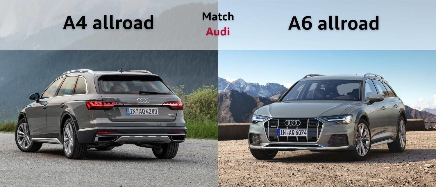 Audi A4 allroad rear 3/4 view vs Audi A6 allroad front 3/4 view