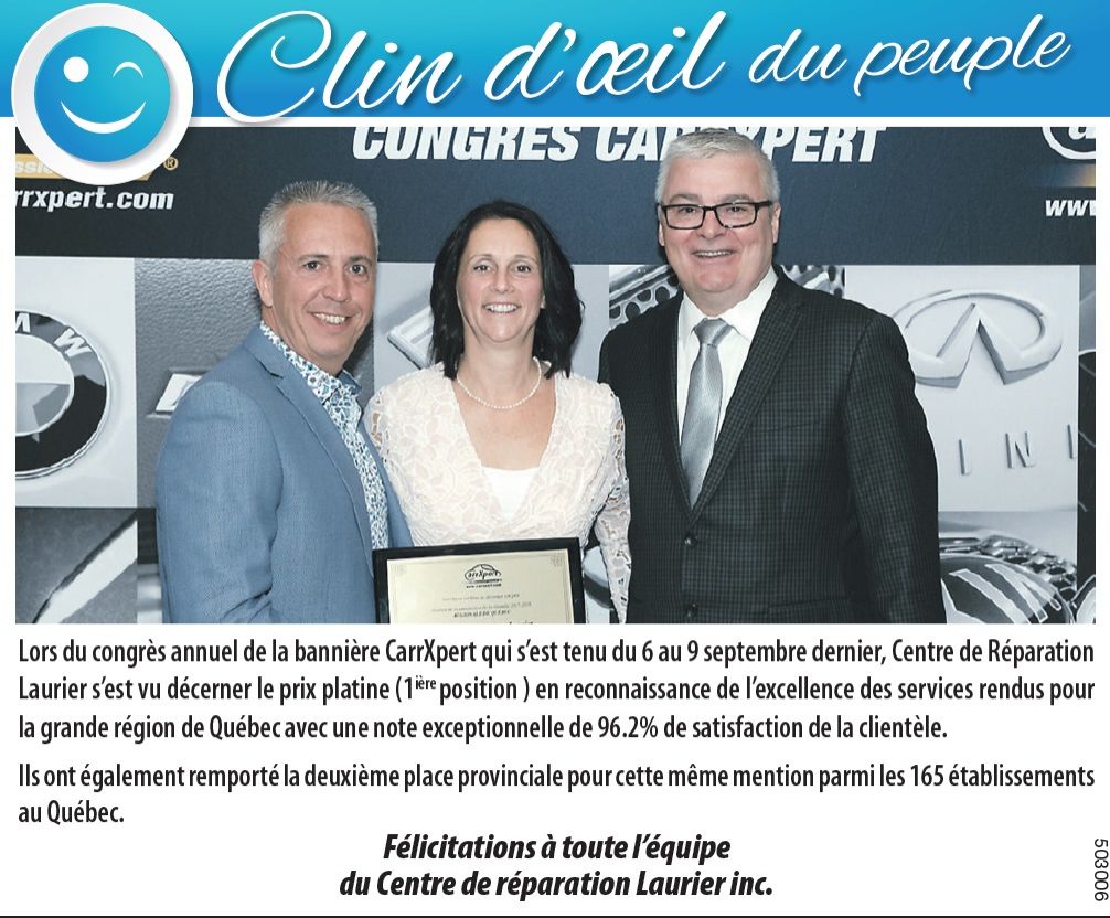 Première position pour le centre de réparation Laurier !