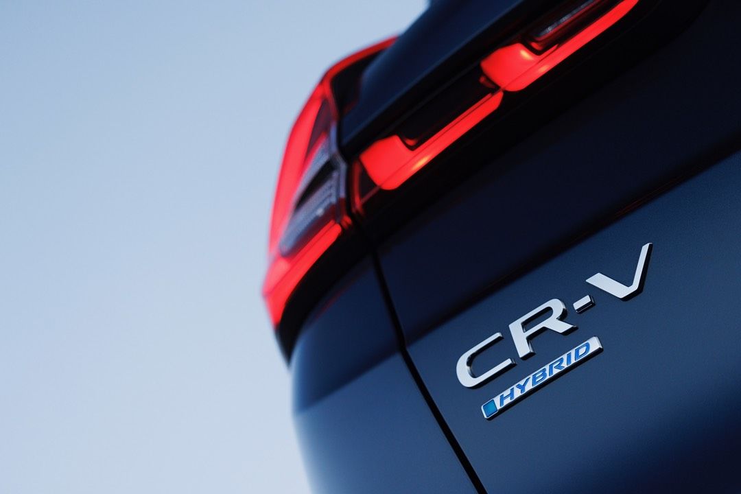 Close up of Honda CR-V badge.