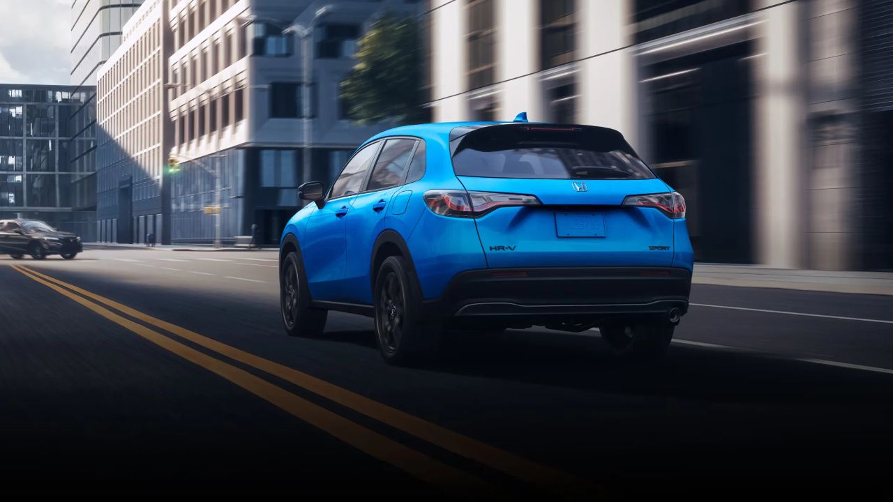 vue lat&eacute;rale arri&egrave;re d'une Honda HR-V 2026