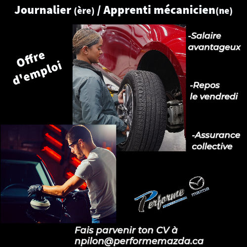 Offre d'emploi: Journalier(ère) /Apprenti Mécanicien(nne) en Maintenance Automobile