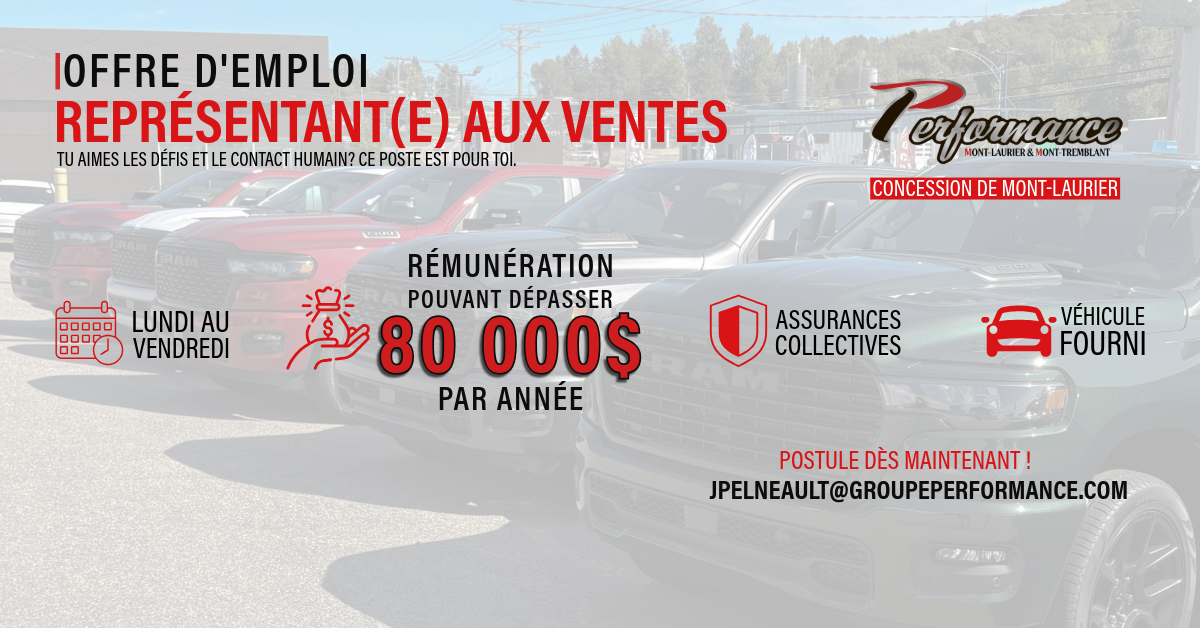 **Concession de Mont-Laurier** Représentant(e) aux ventes