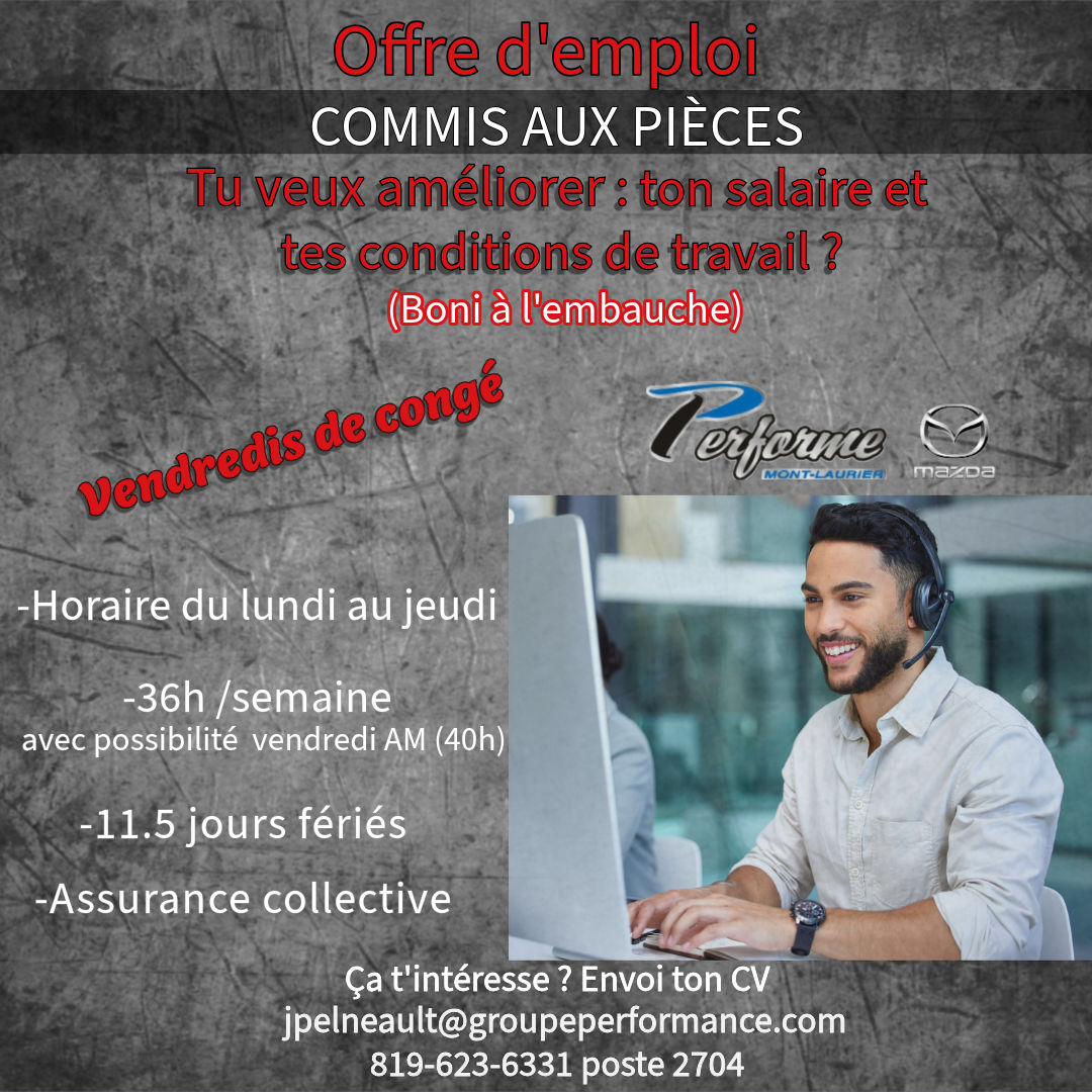 Offre d'emploi: Commis aux pièces