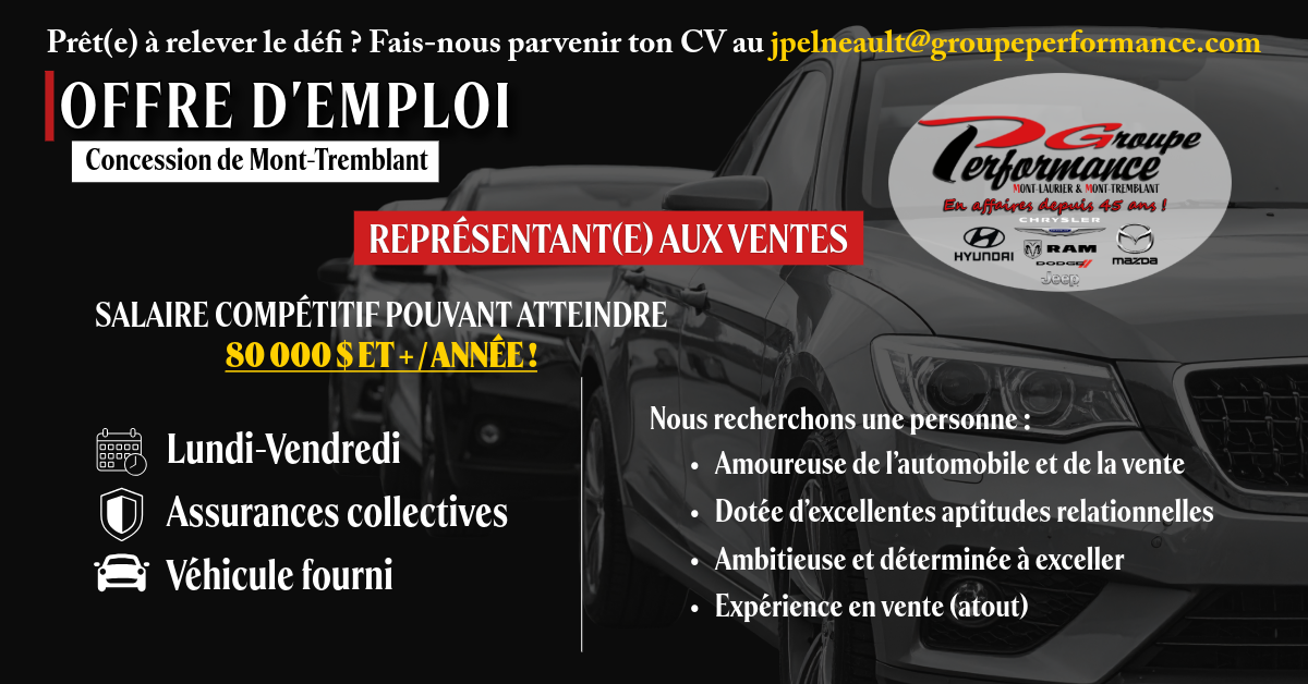 **Concession de Mont-Tremblant** Représentant(e) aux ventes