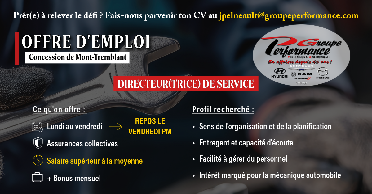 **Mont-Tremblant Dealership** Service Manager