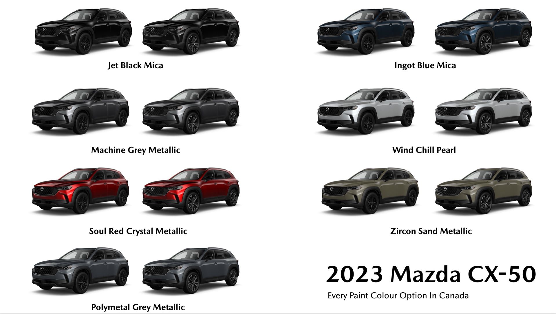 Centennial Mazda | Every Paint Colour Option On The 2023 Mazda CX-50 In ...