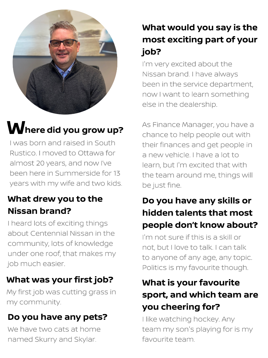 Centennial Nissan of Summerside Shop To Showroom Meet Our New Sales