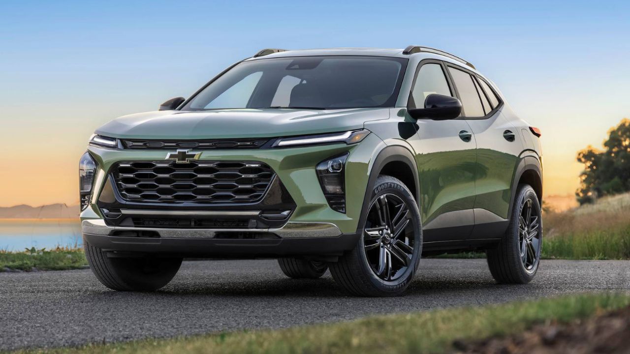 Three-quarter profile view of the 2026 Chevrolet Trax highlighting its modern design