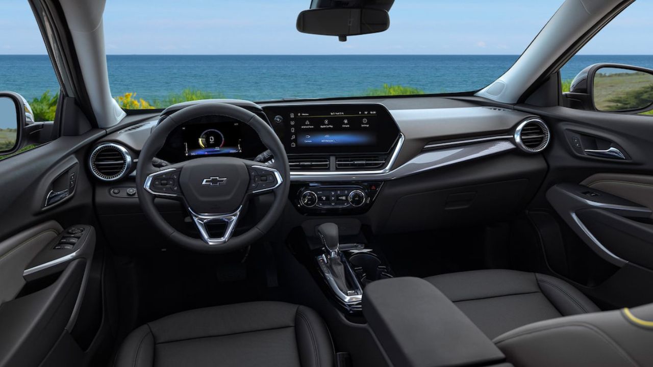 The high-resolution touchscreen display on the dashboard of the 2026 Chevrolet Trax
