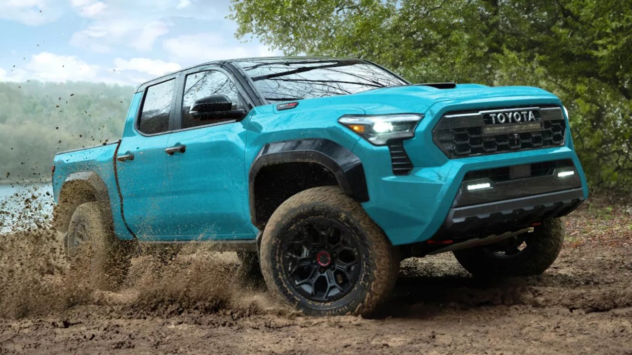 Toyota Tacoma midsize truck on a rugged off-road trail