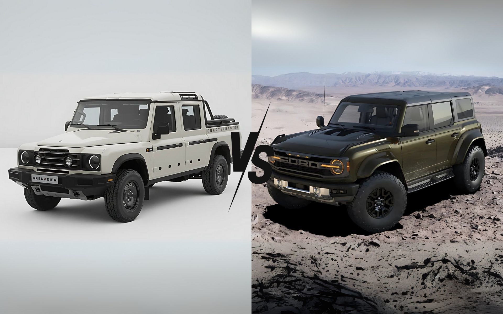 Off-Road Battle: INEOS Grenadier Quartermaster vs Ford Bronco Raptor
