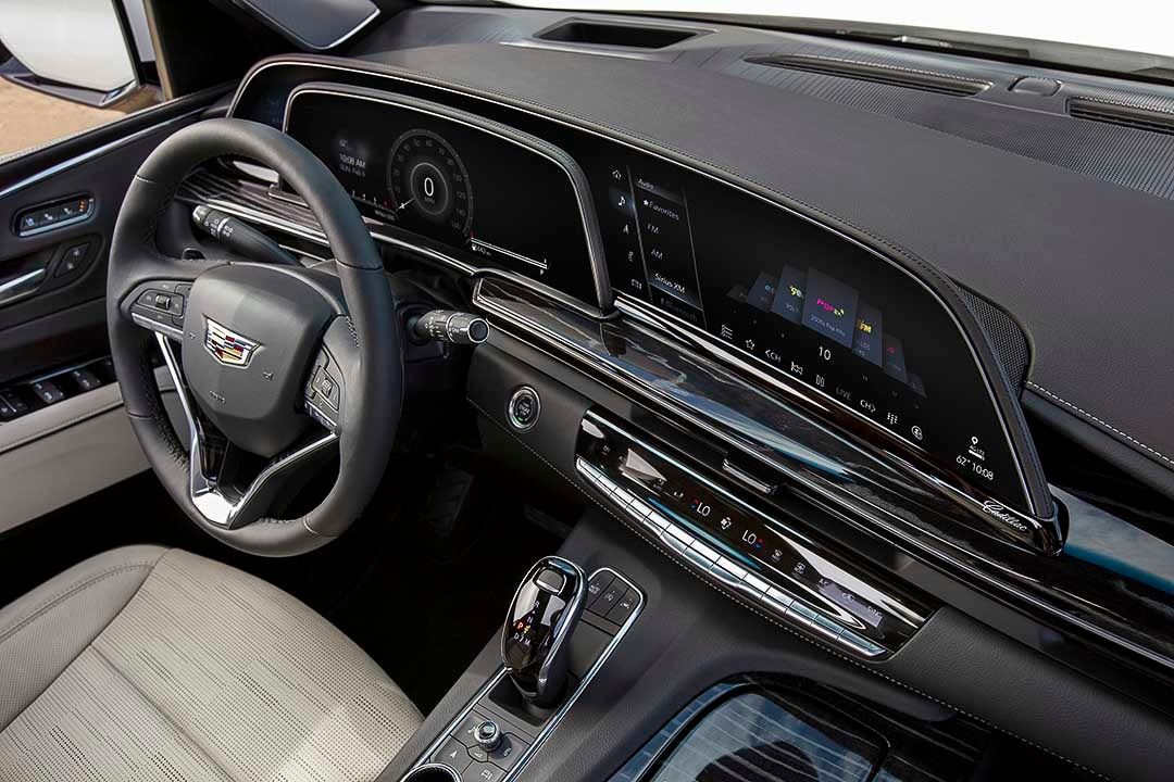 view of the main screen and dashboard inside of the 2021 Cadillac Escalade