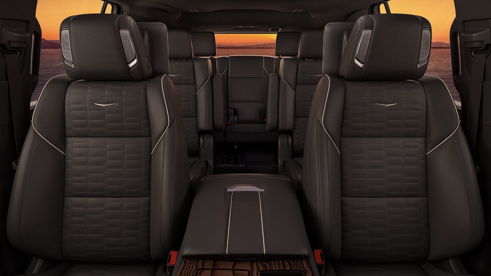 View of all seats in a Cadillac Escalade.