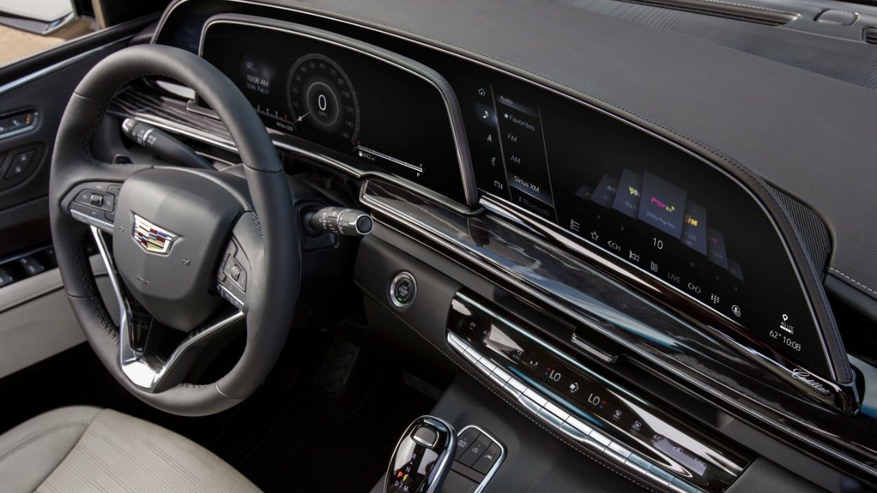 Close-up of the dashboard of a Cadillac Escalade.