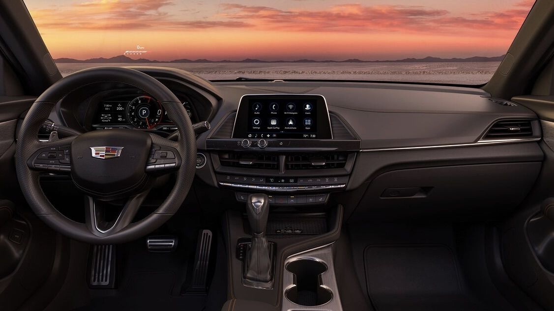 Close-up view of the Cadillac CT4 dashboard.